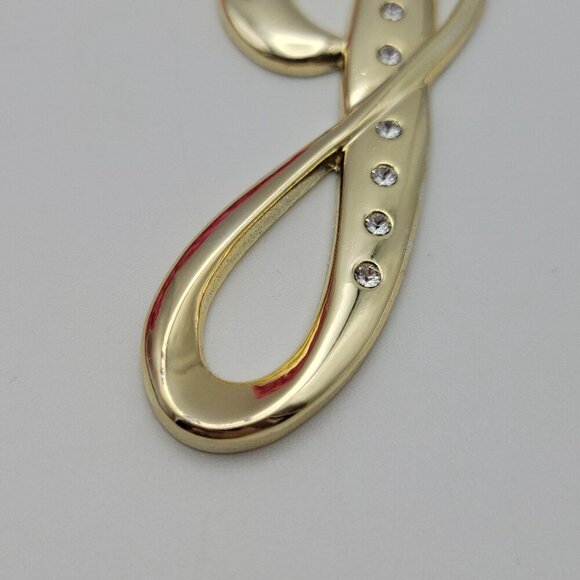 Harvey Lewis Letter J Ornament Gold Tone Clear Crystal 4" Vintage Signed - Picture 3 of 7